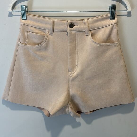 🍁 NWT Zara Faux Suede Neutral Stretch Mini High Waisted Shorts 3142/348/712 XS - Picture 1 of 11